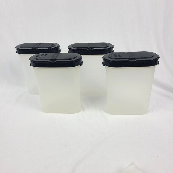 Tupperware Modular Mates Spice Containers Black Lids 8oz Lot of 4 - Picture 1 of 6
